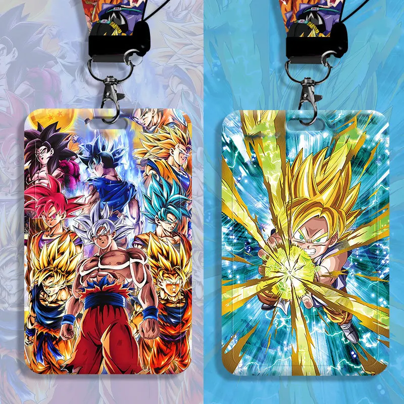 DRAGON BALL PVC Card Wallets Anime Print Credential Holder Son Goku Credit Card Holders Keychain Comic Peripheral Badge Holder