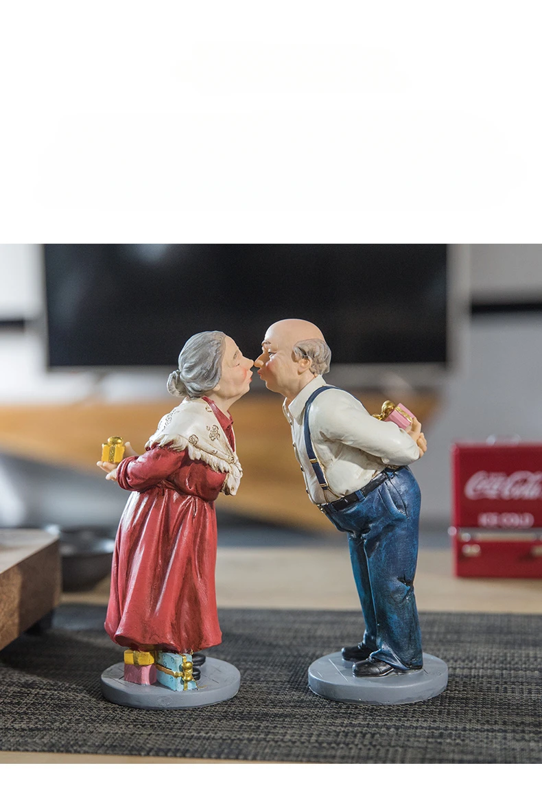 樹脂工芸品人工フィギュア彫刻老夫婦老人カップル結婚記念日装飾置物家