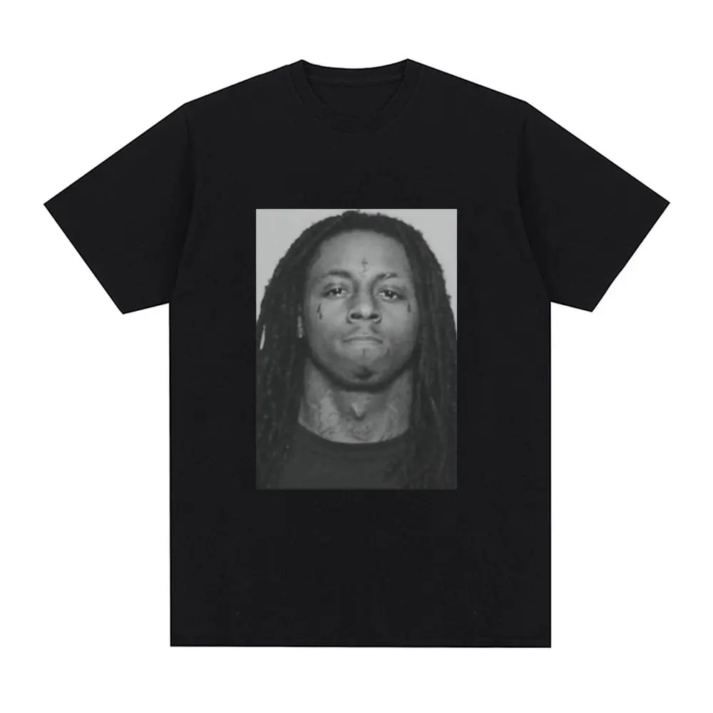 Rapper Lil Wayne Mugshot Graphic T-shirt 100% Cotton Comfort Loose T Shirt Men Hip Hop Vintage Short Sleeve Oversized T-shirts