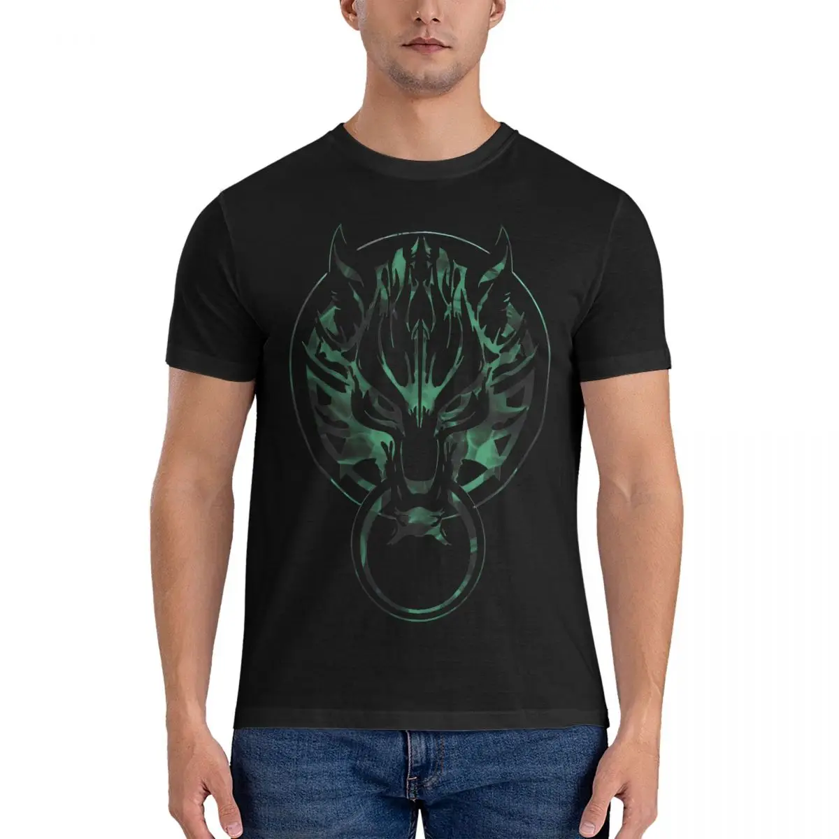 Fenrir Men T Shirts Final Fantasy Cool Tee Shirt Short Sleeve Round Collar T-Shirt 100% Cotton Party Clothing