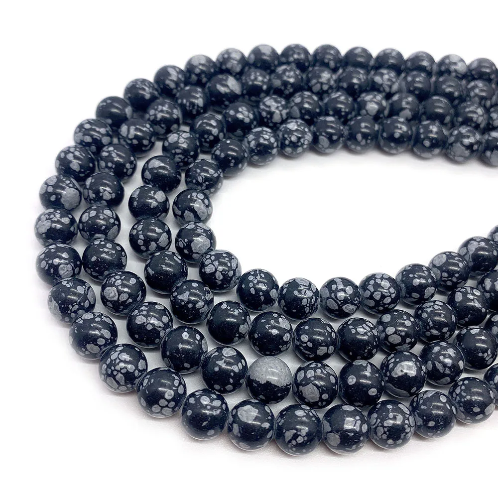 1 Strand Natural Snowflake Obsidian 6/8/10mm Round Polished Loose Bead Jewelry Accessory For DIY Making Necklace Bracelet Gift - Image 4