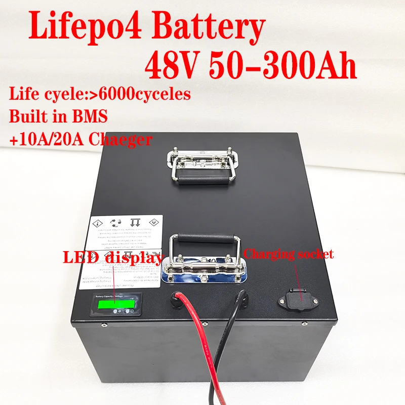 

Lifepo4 Аккумулятор 48 В аккумулятор 50 Ач 70 Ач 90 Ач 100 Ач 150 Ач 180 Ач 200 Ач 300 Ач для солнечной фотоэлектрической системы 5 кВт трехколесного велосипеда EV
