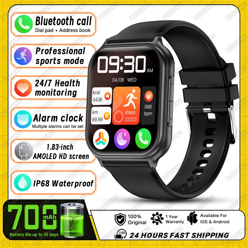 

New BOXUXING Sports Fitness Tracking Smart Watch Men Women IP68 Waterproof 700 mAh Battery Heart Rate Bluetooth Call Smartwatch