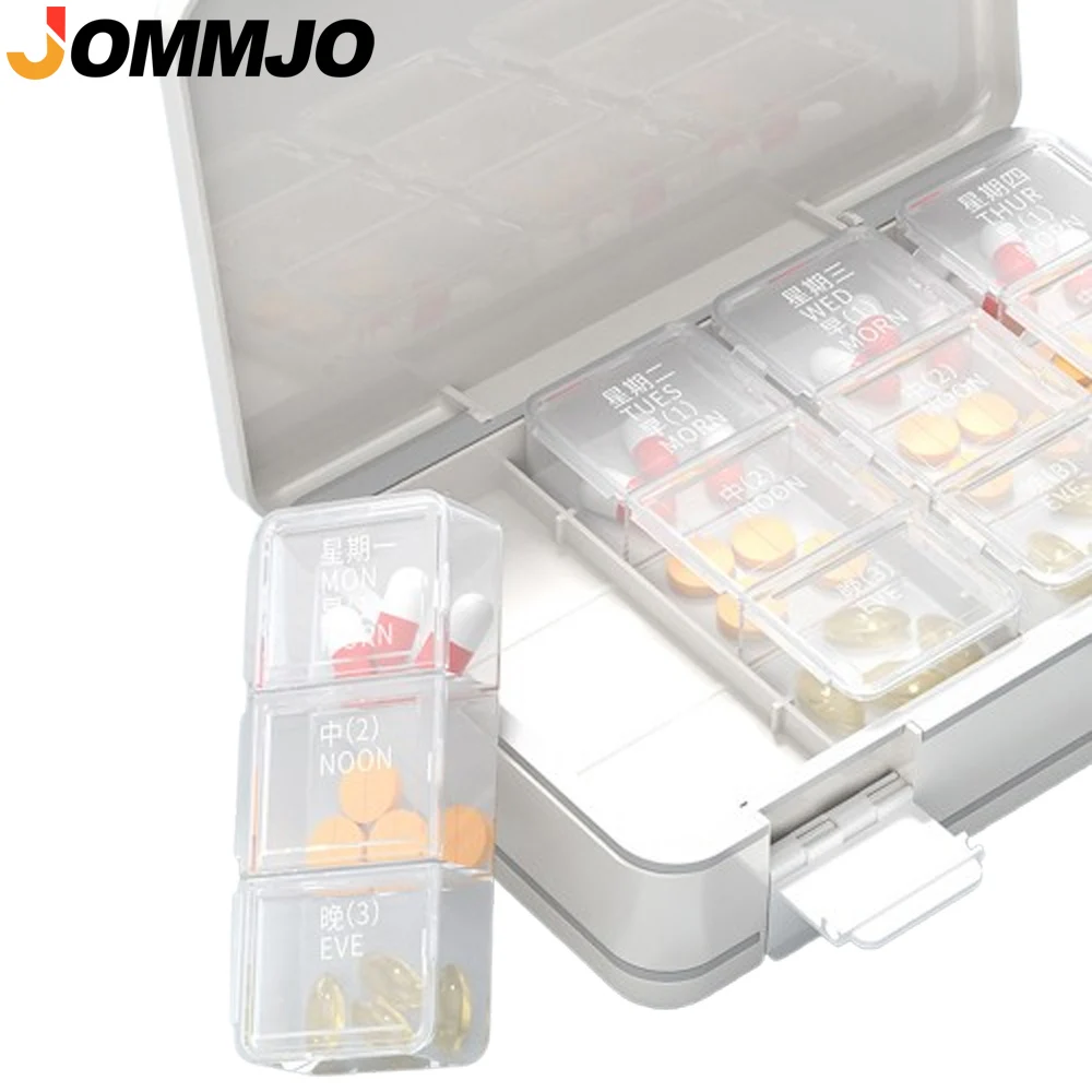 1PCS Travel Pill Organizer 3 Times A Day, Weekly Pill Organizer 3 Times A Day, Pill Box Double Side Medicine Organizer