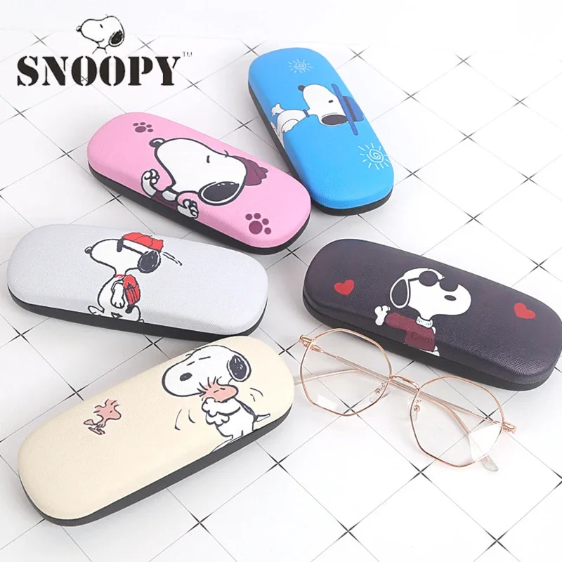 Anime Snoopy Cartoon Glasses Storage Box PU Portable Eyewear Cases Cute Women Sunglasses Myopia Glasses Storage Box Accessories