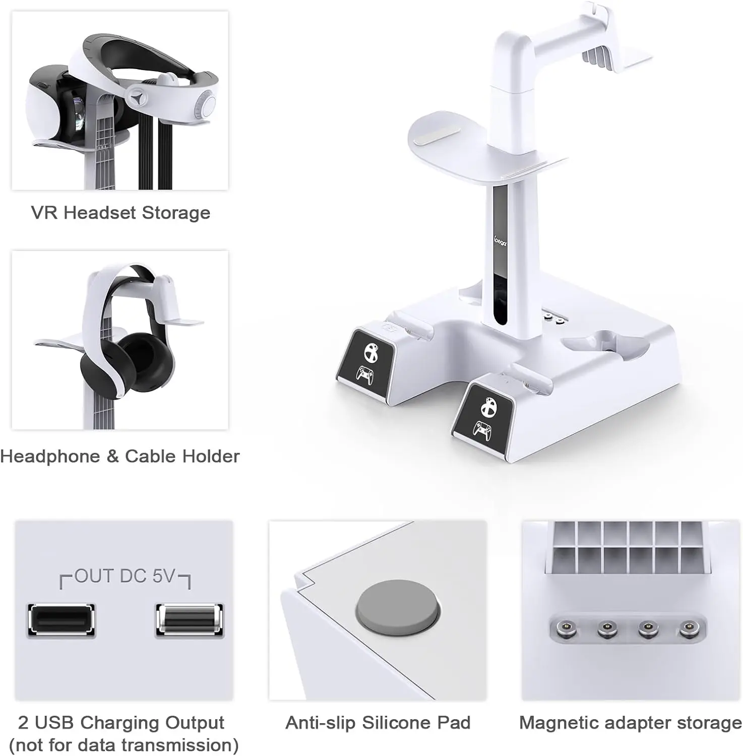 Imagem -06 - Controlador sem Fio Carregador Dock com Vr2 Headconjunto Holder Ps5 e ps Vr2 Rgb Charging Station 10 Luzes Led