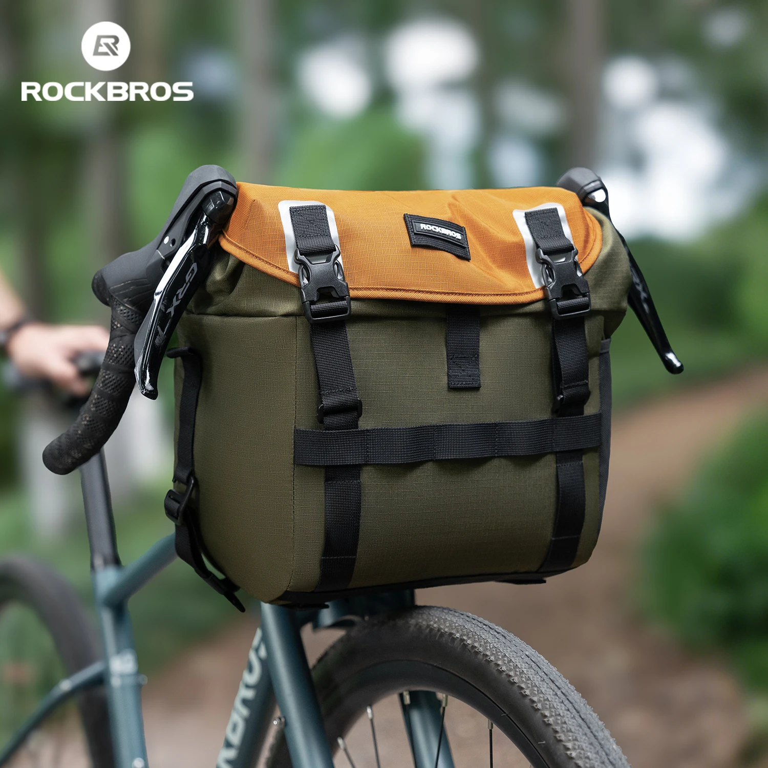 

ROCKBROS Gravel Bike Handlebar Bag Waterproof Portable 24L Large Capcity Bicycle Carrier Rack Pannier Gravel Bike Accessories