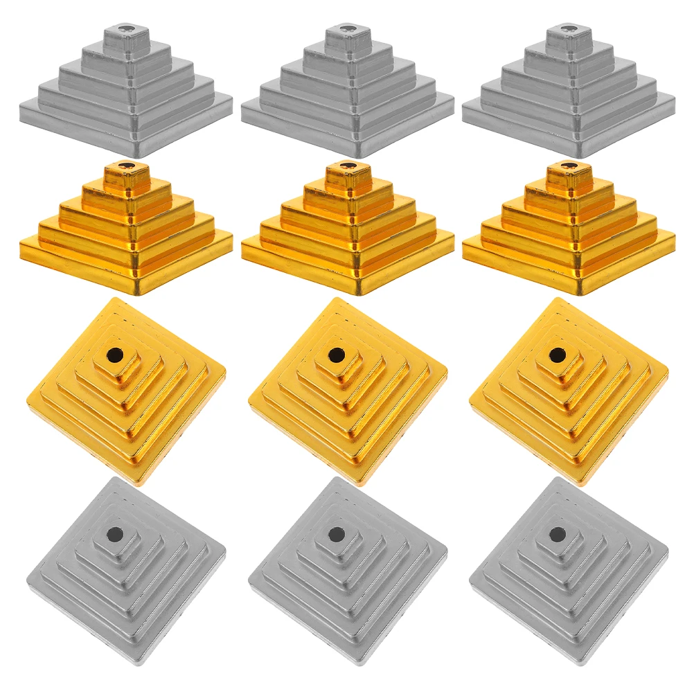 

20 Pcs Flagpole Base Square Shaped Golden Silver Desk Socket for Office Party Decoration Plastic Stable Reliable