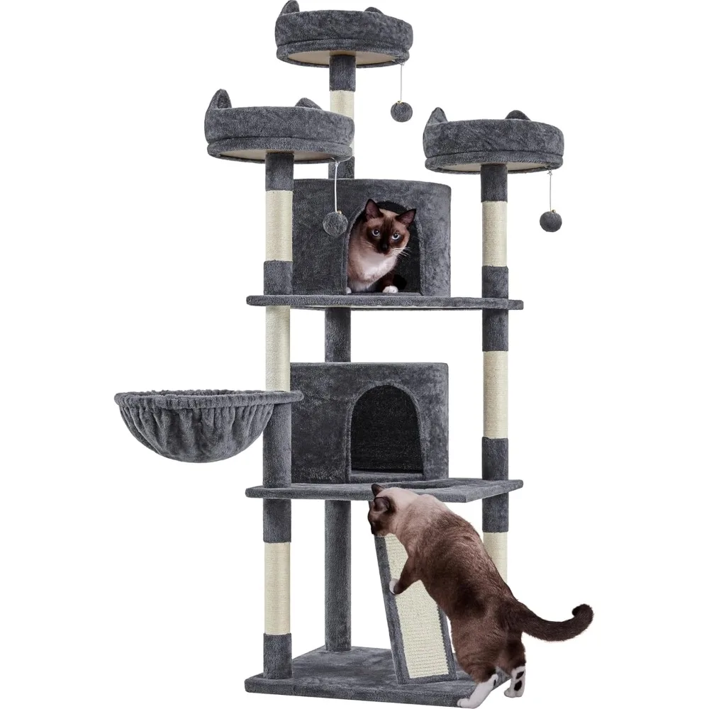 

68.5in Multi-Level Large Cat Condo with Sisal-Covered Platforms Scratching Board & Scratching Posts, Cozy Perches