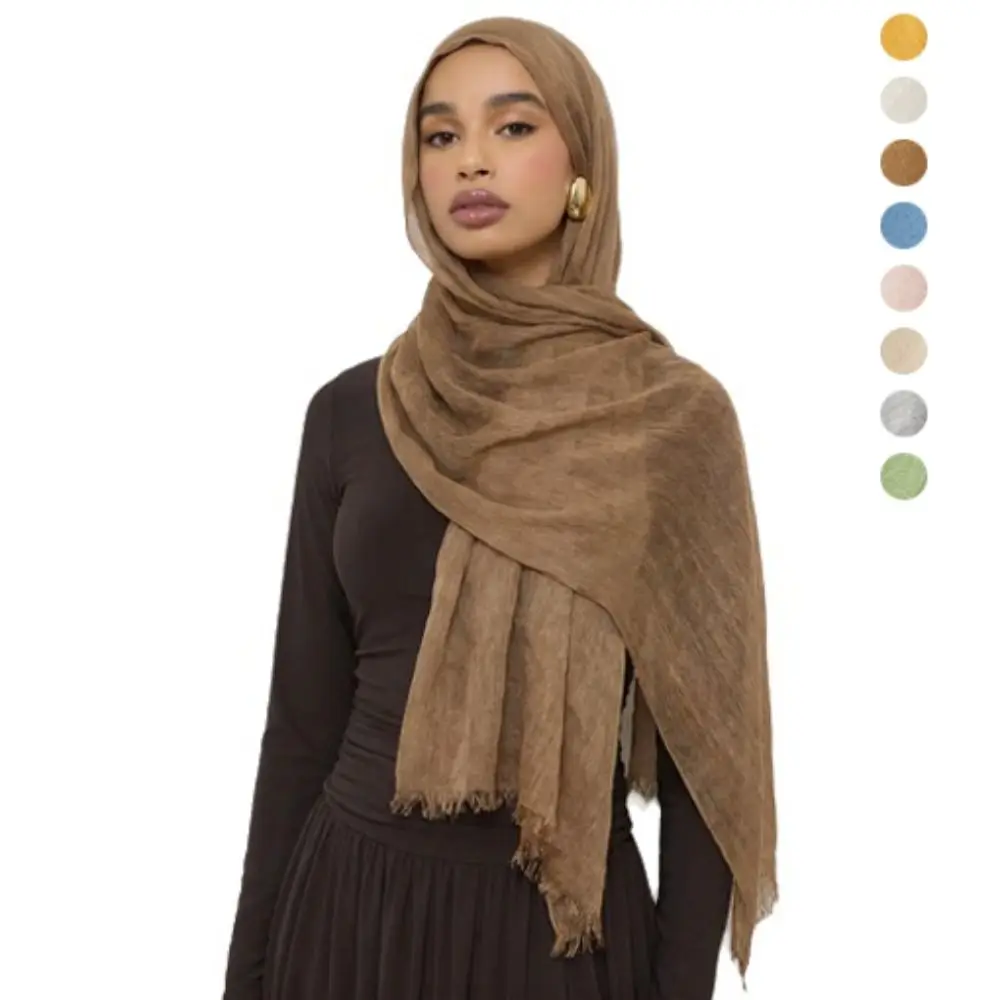 Fashion Cotton Linen Scarf Wrap Silky Touch Thin Headwrap Sun Protection Breathable Fabric Evening Shawl Women