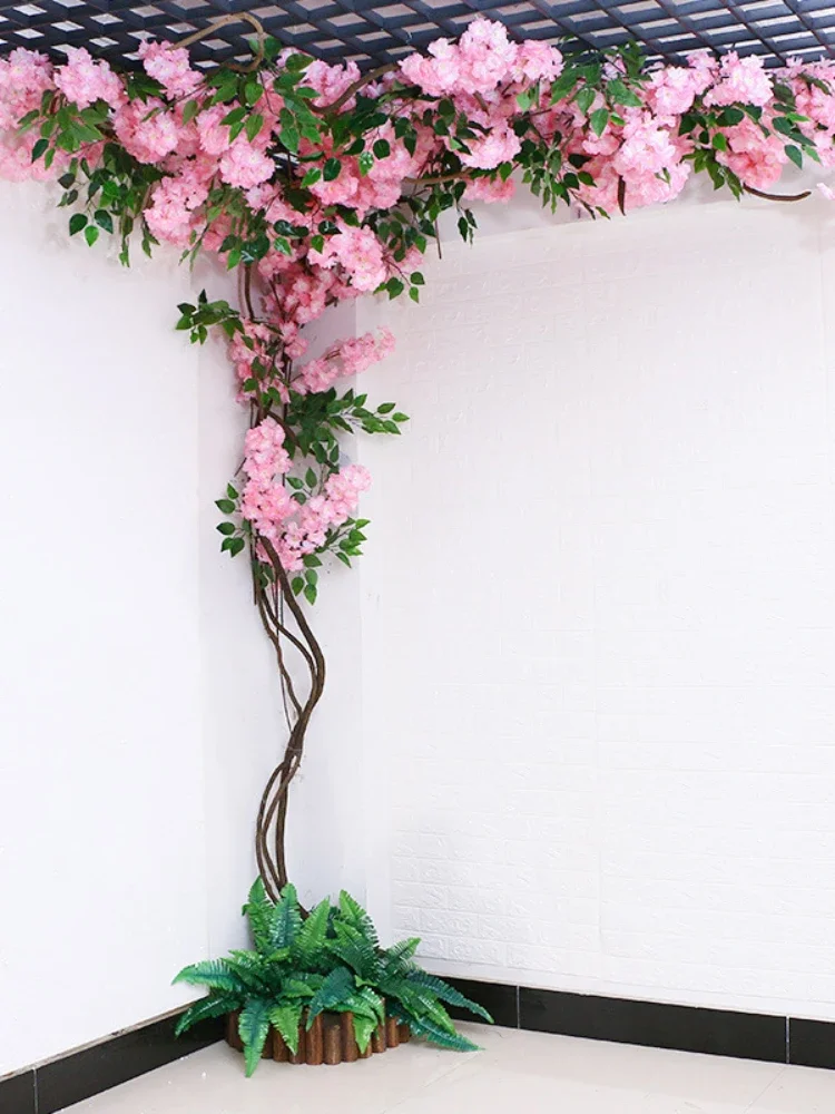 Artificial Cherry Blossom Tree Rattan Suit, Fake Flower Rattan Strip, Wedding Arch Decoration,