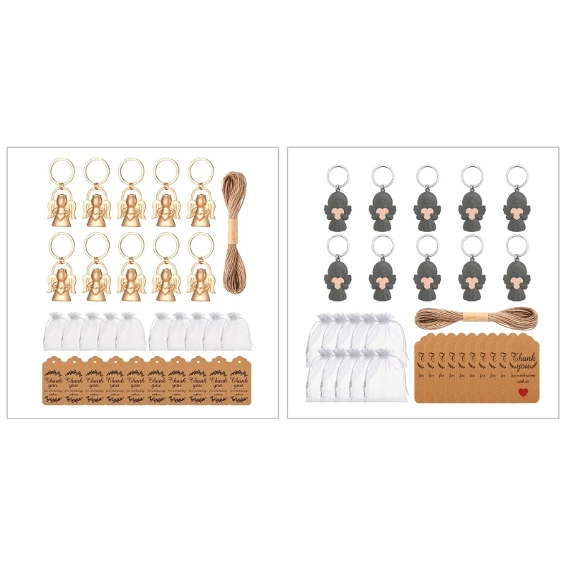 

10 Set Angelic Key Rings Assortment Keychain Unique Party Baby Shower Gifts for Wedding Event Baby Dropship