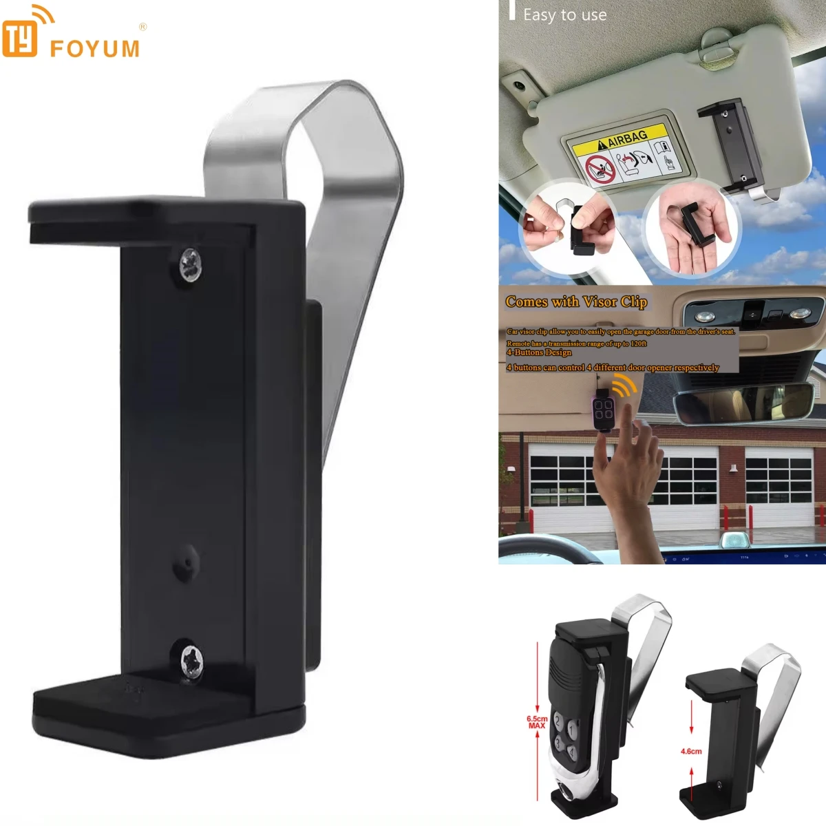 Car Sun Visor Clip Holder Mount Stand 47-68mm for Garage Door remote control Car Key Remote Quick installation