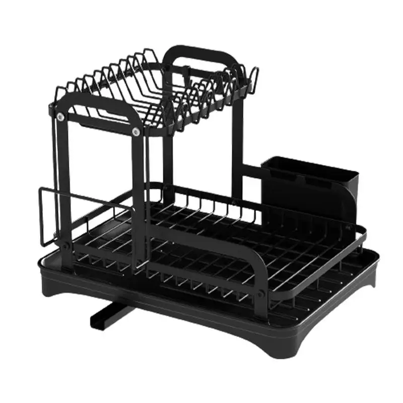 

Dish Drying Rack Rustproof Storage Dish Drainer 2 Layers Iron Kitchen Supplies Dishes Rack Strong Load-Bearing Capacity