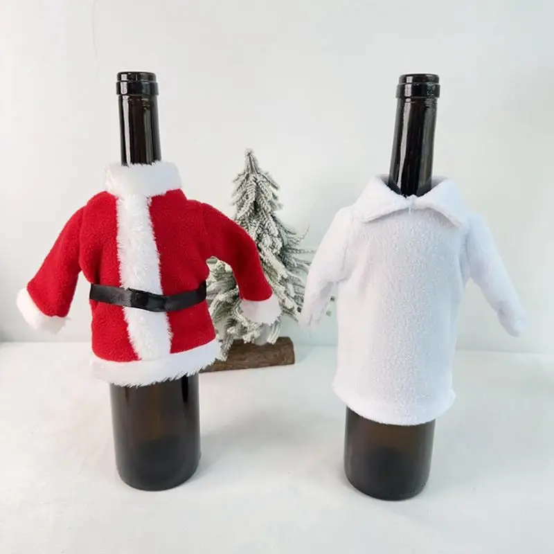 Christmas Wine Bottle Cover Set Wine Bottle Coat Hat Christmas Wine Bottle Clothes Hat Wine Bottle Topper For Holiday