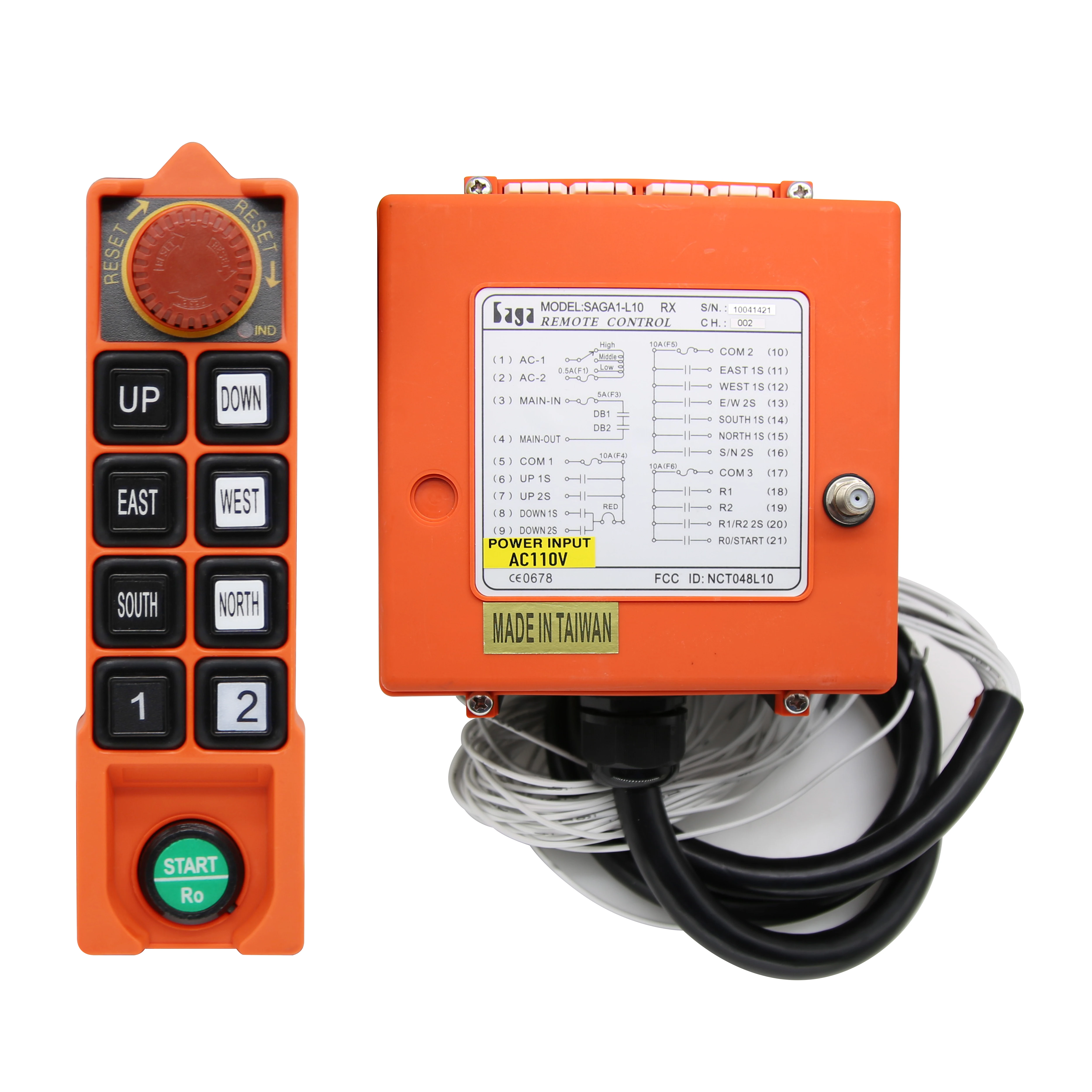 Saga L10 8 Buttons Double Speed Electric Crane Hoist Industrial Wireless Remote Control