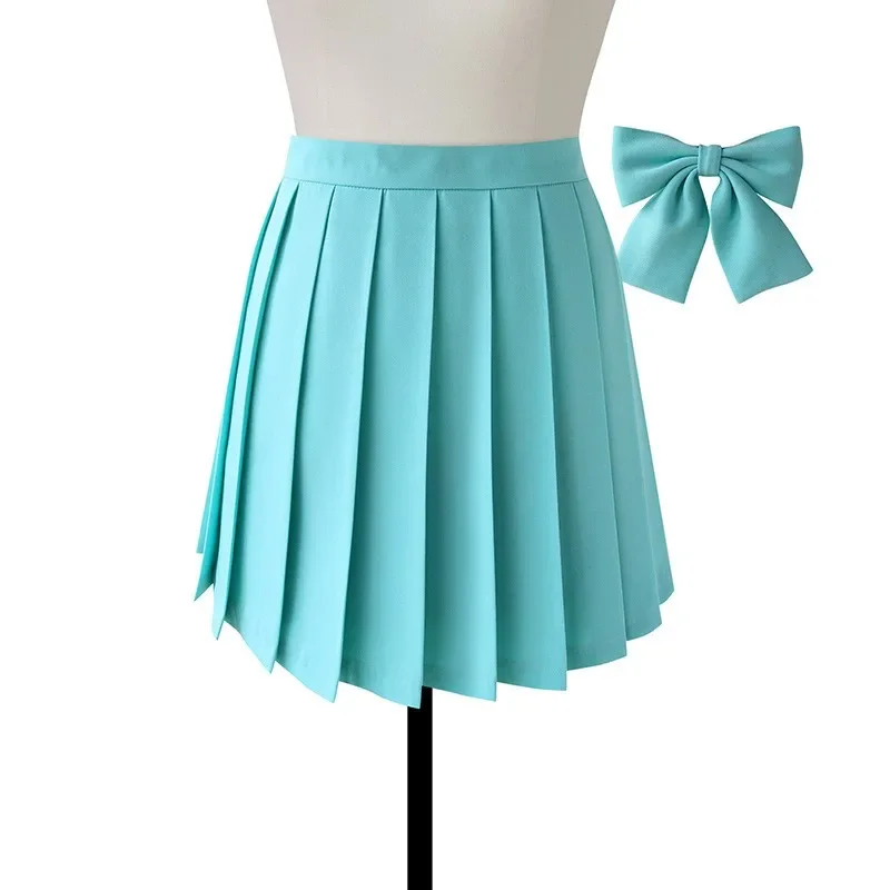 تنورة جديدة بطيات للنساء التنانير الصغيرة للمدرسة اليابانية عالية الخصر Kawaii لطيف رمادي منقوشة تنورة موحدة Harajuku Jupe