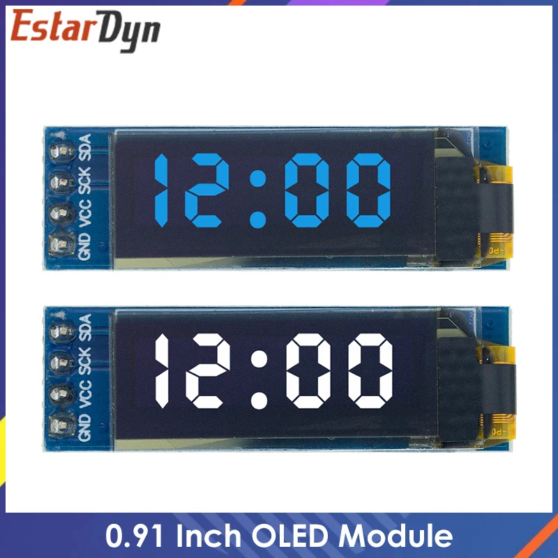 Módulo OLED de 0,91 pulgadas para Arduino, módulo de pantalla LED LCD de 0,91 pulgadas, OLED Blanco/Azul de 128X32, comunicación IIC de 0,91 pulgadas