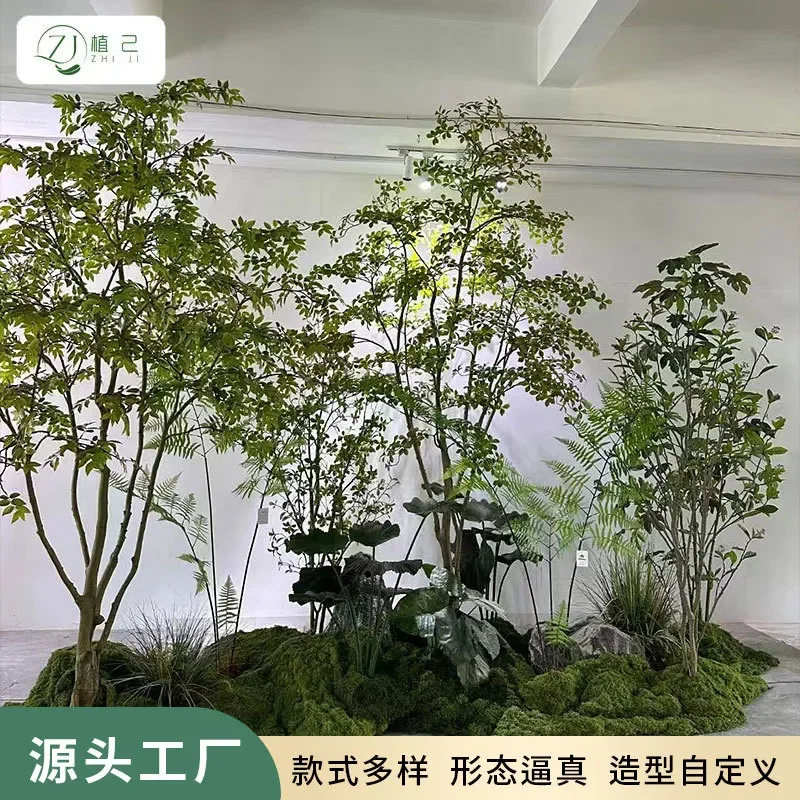 Artificial Green Plant Island Spring Flowers Gardenia Tree Home Interior Window Decoration Landscape Ornaments for Living