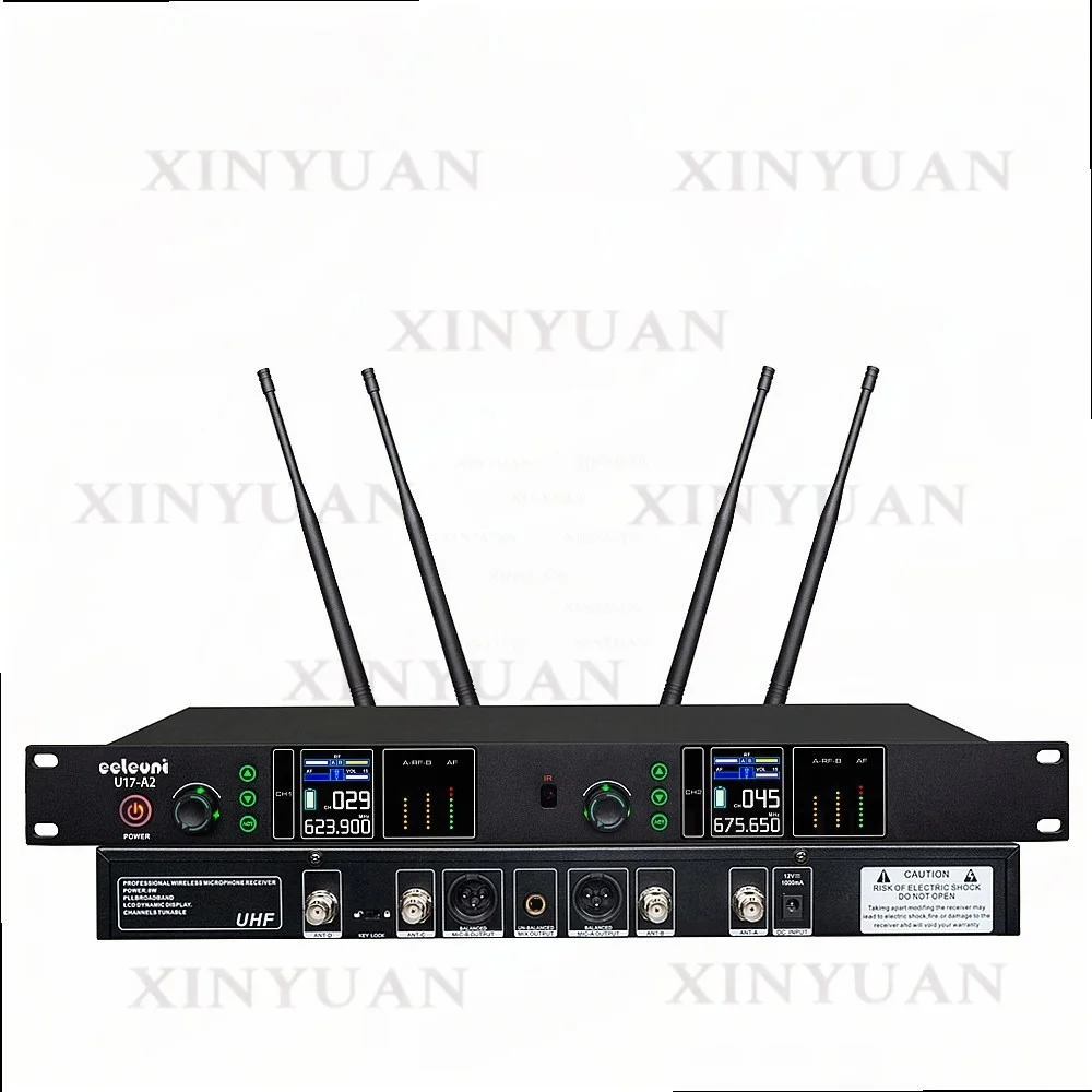 True Wireless Multi-Channel UHF Microphone System 2-Channel 470-950MHz Cardioid Pickup for Headset/Lavalier/Guitar