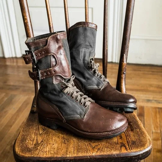 Medieval Vintage Steampunk PU Leather Men Boots Pirate Knight Cosplay Footwear For Halloween Carnival Party Fancy Dress Outfit