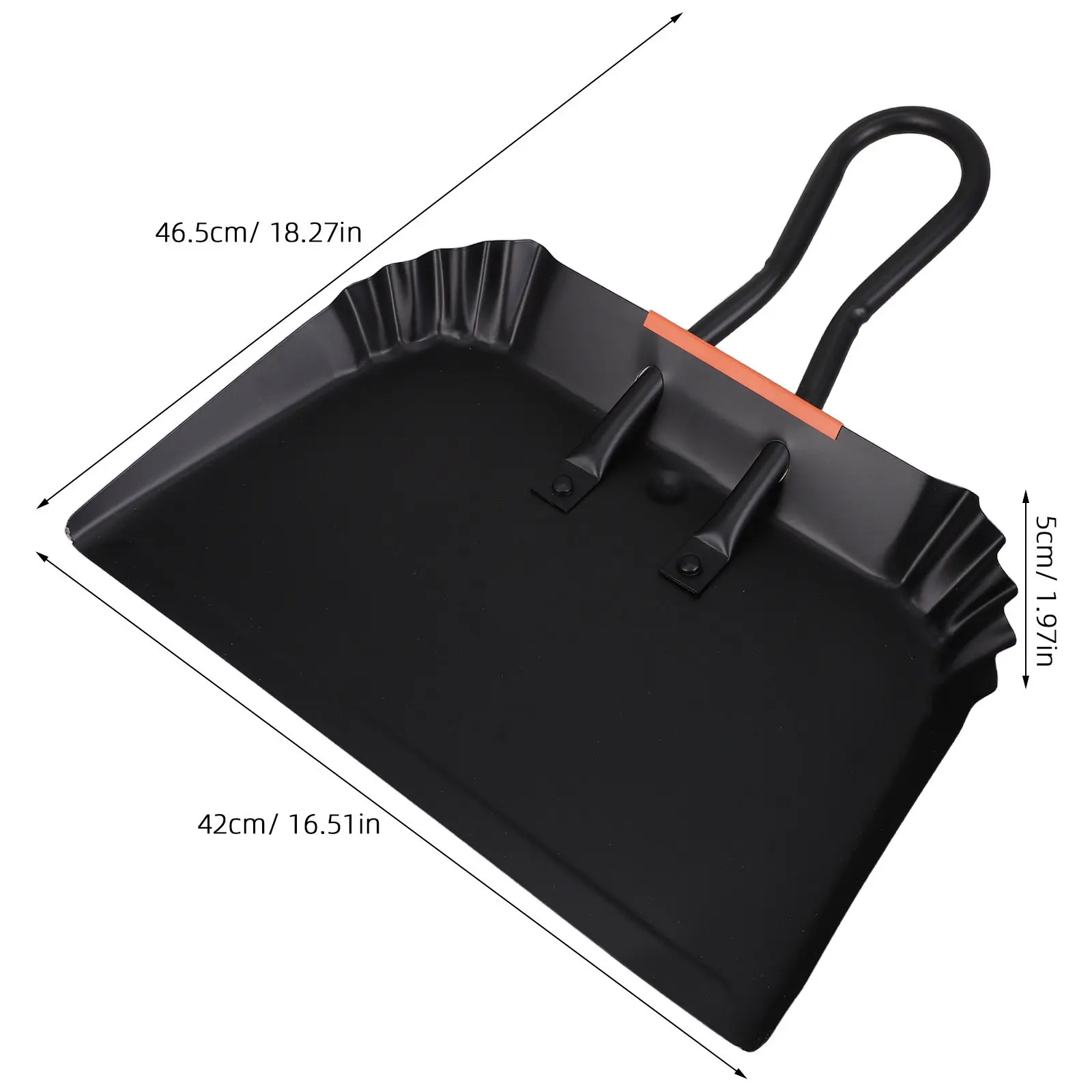 Small Iron Dustpan Heavy Duty Metal Dust Pan with Handle Compact Sweeping Tool for Kitchen Office Home Efficient Cleaning Wide