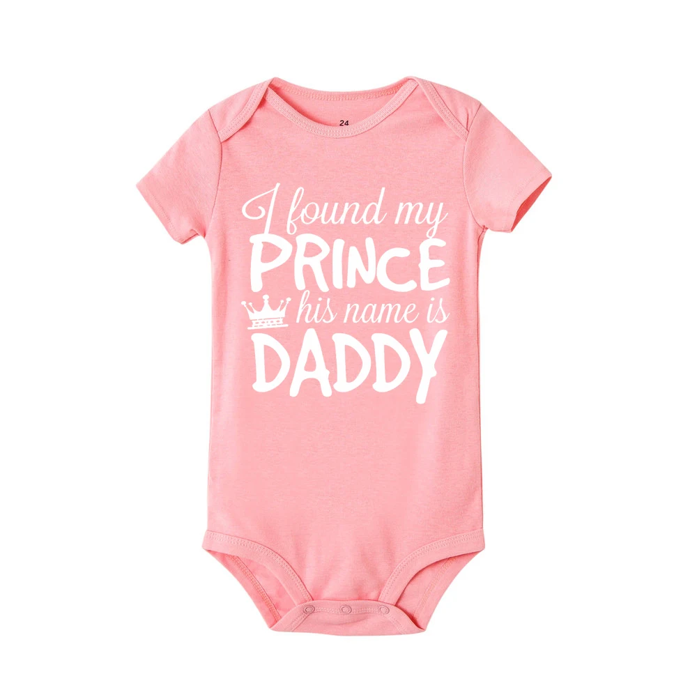 Summer Infant Baby FunnyBodysuit I Find My Prince His Name Is Daddy Toddler Hipster Jumpsuit Newborn Baby cute Bodysuit