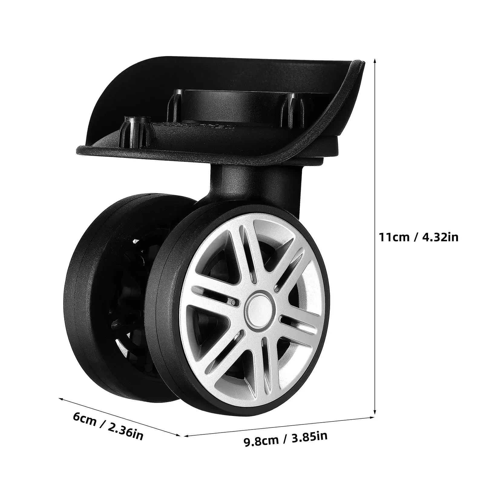 4Pcs Luggage Suitcase Wheels Replacement Dual Row Swivel Caster Wheels Heavy Duty ABS Material Easy Installation Quiet