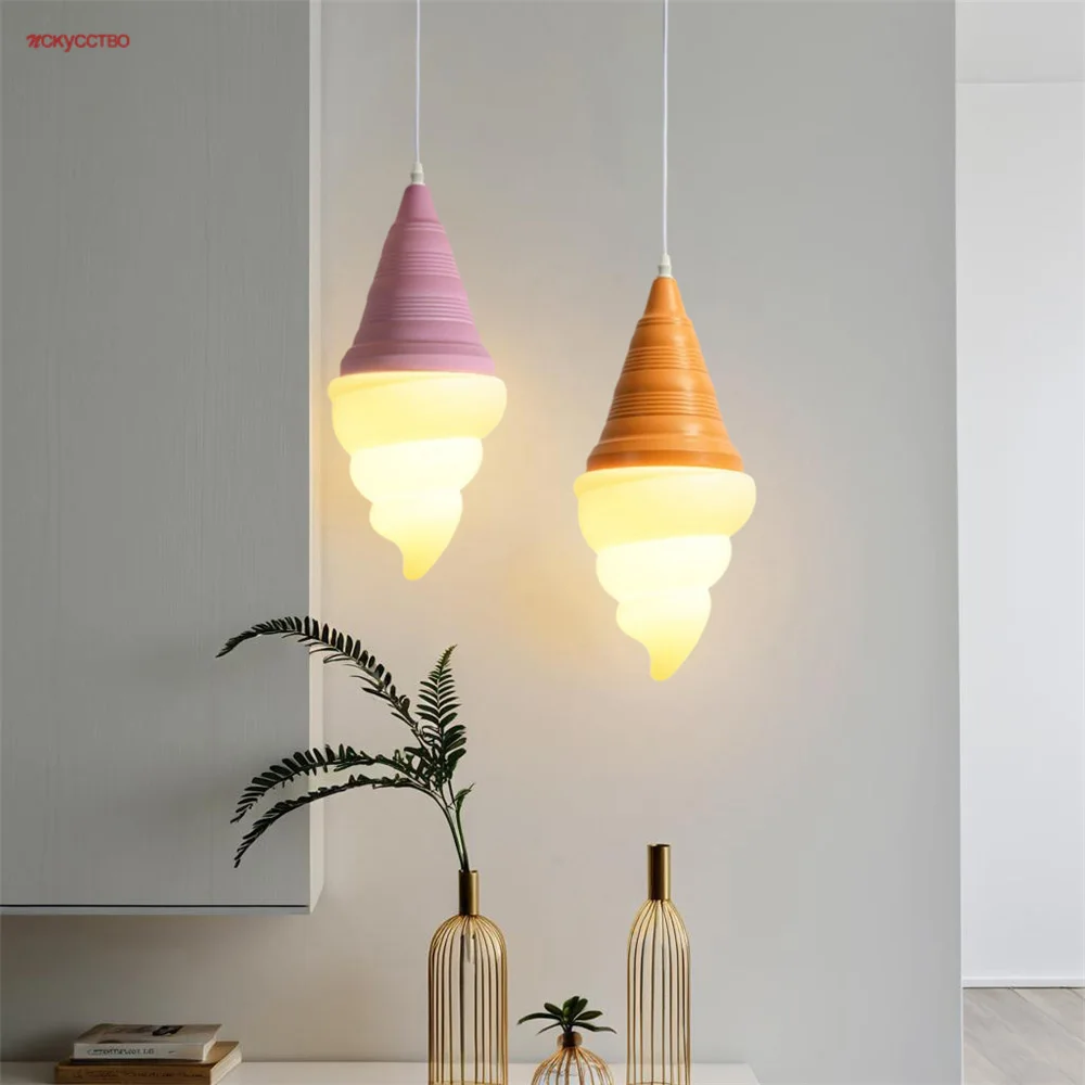 

Ice Cream Creative E27 Led Pendant Lights Kids Dessert Coffee Shop Dining Room Table Bedside Home Decor Hanging Fixtures Lamp