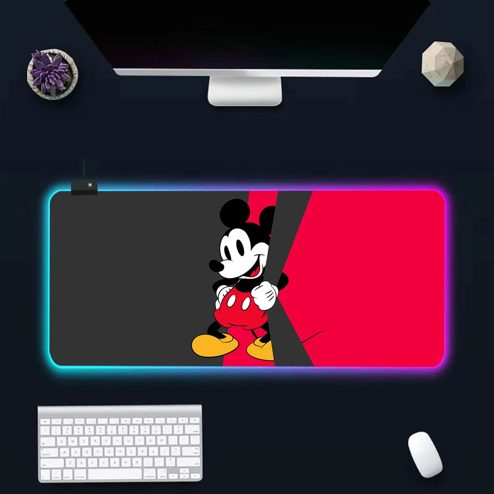 

Disney Cute Mickey Minnie RGB Pc Gamer Keyboard Mouse Pad Mousepad LED Glowing Mouse Mats Rubber Gaming Computer Mausepad