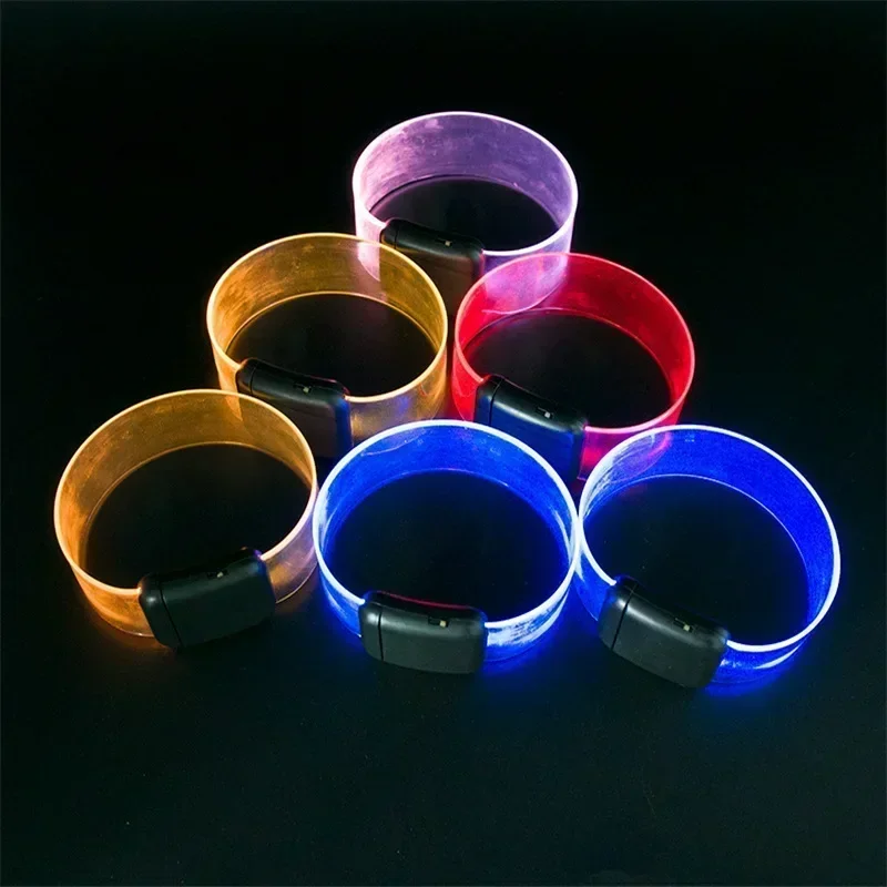 LED Battery Light-emitting Bracelet Silicone Sound Controlled Bracelet Flashing Safety Light Band Party Luminous Cheering Props