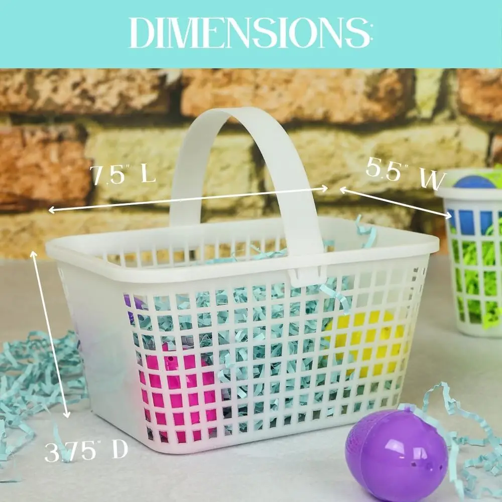 12-Count Mini Plastic Baskets with Handles for Fruits, Vegetables, Party Decor, and Storage