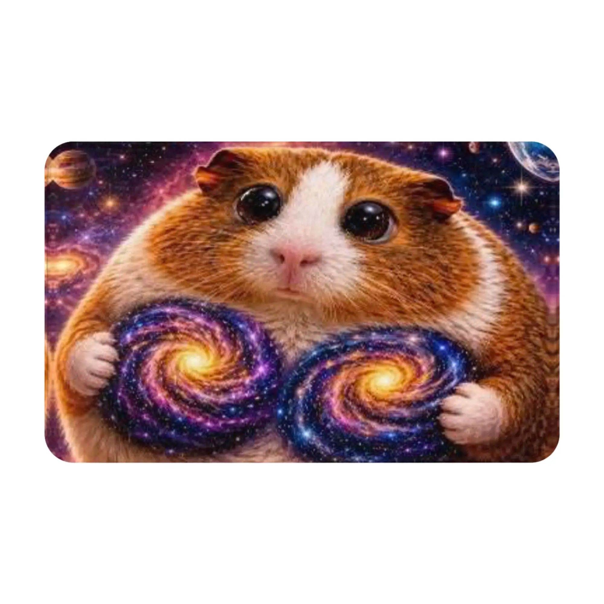 Round Hamster Holding Galaxy Space Poster Non-slip Doormat Bath Mat  Indoor PatternHomeDecor