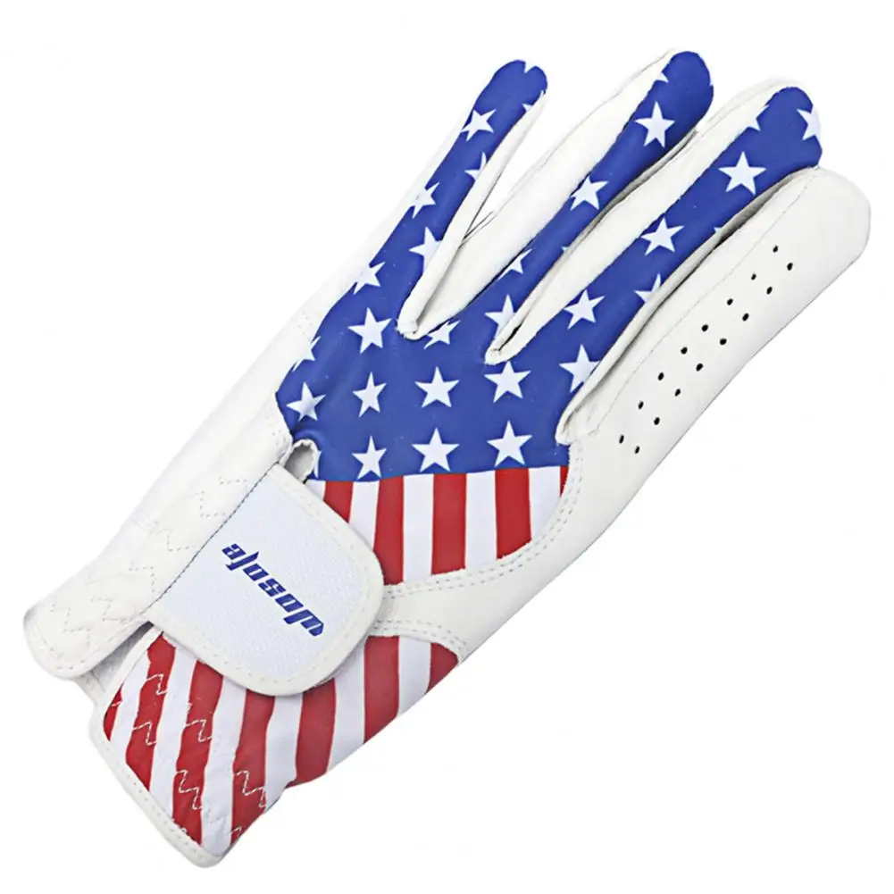 Ultra-thin Golf Glove Golf Glove Men's Adjustable Closure Golf Glove with American Flag Pattern Durable Synthetic for Left-hand