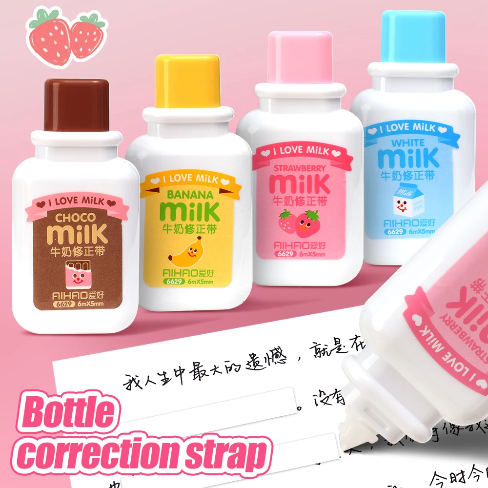 Portable Correction Tape Cute Cartoon Milk Bottle Shape Corrector Stationery Student School Office Supply Novelty Gifts