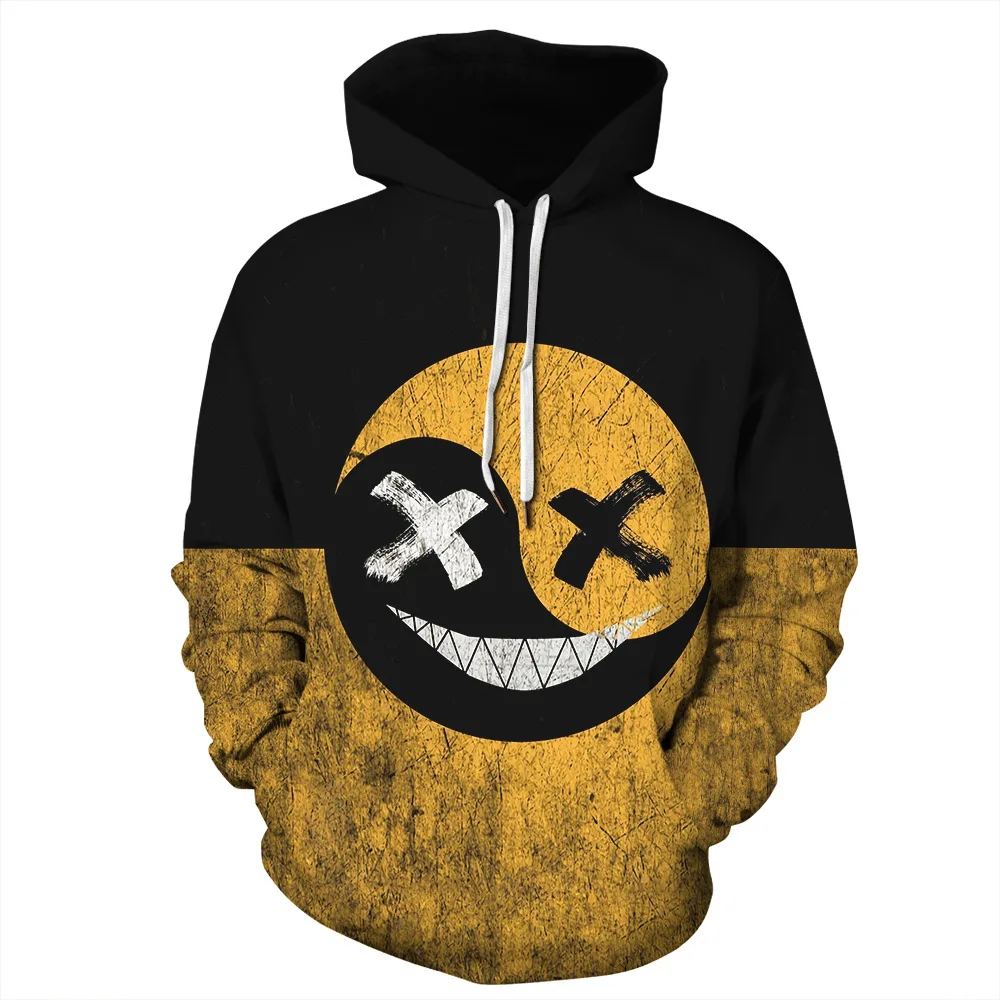 Spring Autumn Men Black Red Hoodies Haha Joker Print Hooded Sweatshirt Women Hip Hop Streetwear Pullover Clothes Plus Size S-3XL