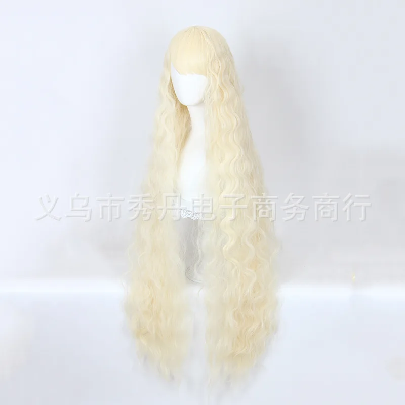 Cosplay Wig For Internet Celebrity Girls, Lolita Style, Artificial AI, Off-white Egg Roll Long Hair, 120cm.