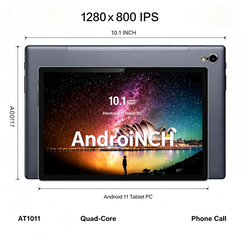 10.1 INCH Phone Call Android 11 Tablet PC AT1011 Quad-Core 2GB RAM 32GB ROM Type-C USB 1280 X 800 IPS Screen Dual Camera