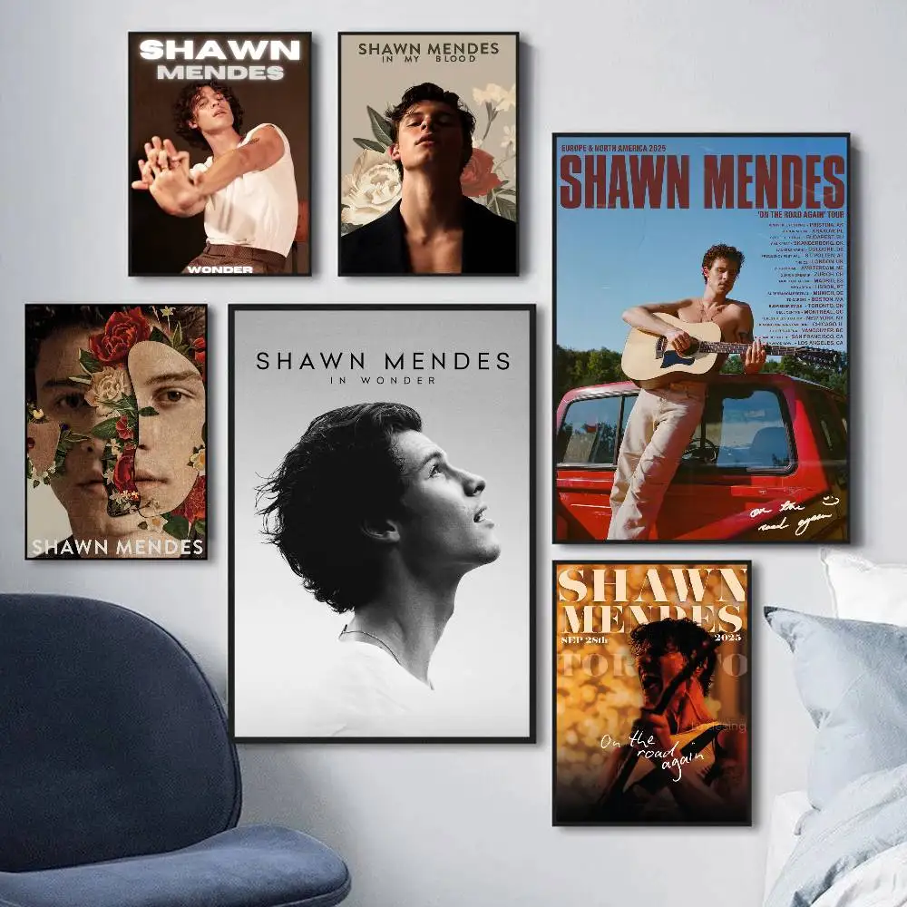 Singer S-Shawn M-Mendes Self-adhesive Art Poster Whitepaper Prints Posters Artwork Home Decor