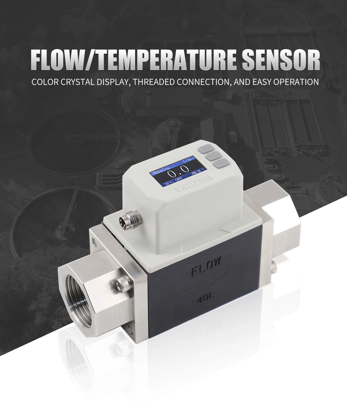 New Design FTS520 Series IO-Link/RS485 Analog Micro vortex Flow Sensors Flow Meters Digital LED Display