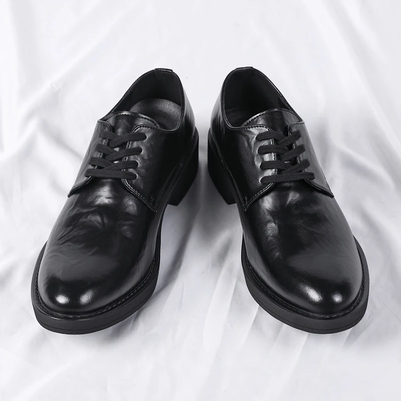 Men New Business Derby Shoes with Pleated Design Upturned Toe Retro Simple Fashion Casual Commuting Workplace Work