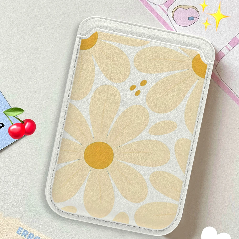 Blumen-Leder-Kartenetui Handyhülle Kartenhalter für Magnetische Hülle Geeignet für alle iPhones mit Magsafe-Kartenfunktion Rückseitentasche – Detail 6