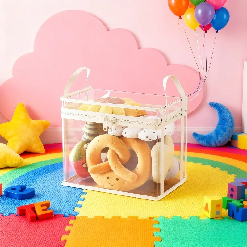 Transparent Plush Toy Storage Bucket: Large Capacity Organizing Container for Stuffed Animals & Dolls Closet and clothing