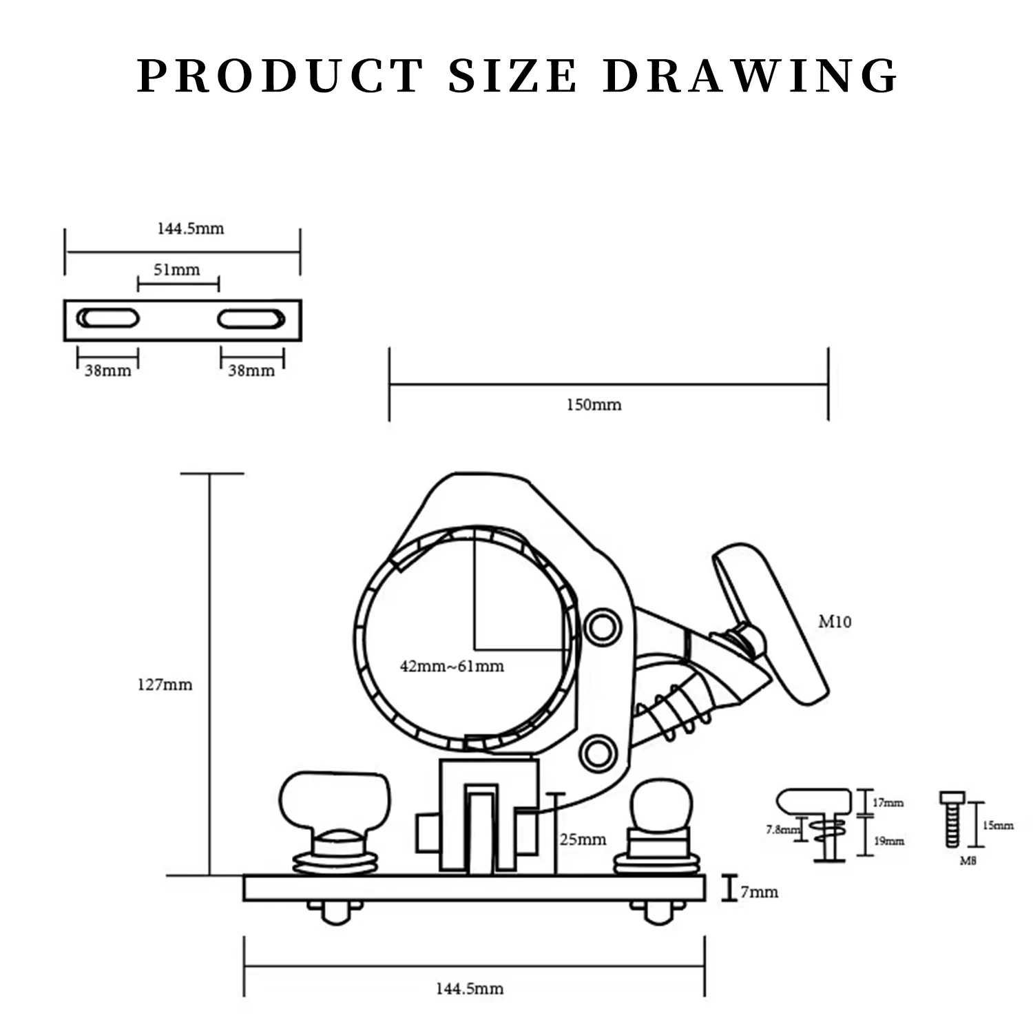 Cast aluminum lamp hook moving head lamp special maximum load-bearing 150KG suitable for pipe diameter 42-61MM