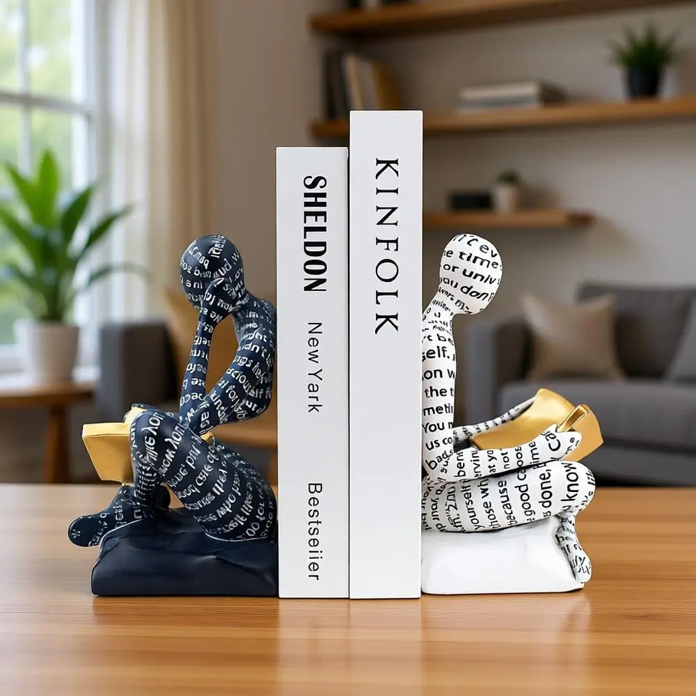 

Прочные черно-белые декоративные подставки для книг для уникальной поддержки книг и эстетики домашнего офиса