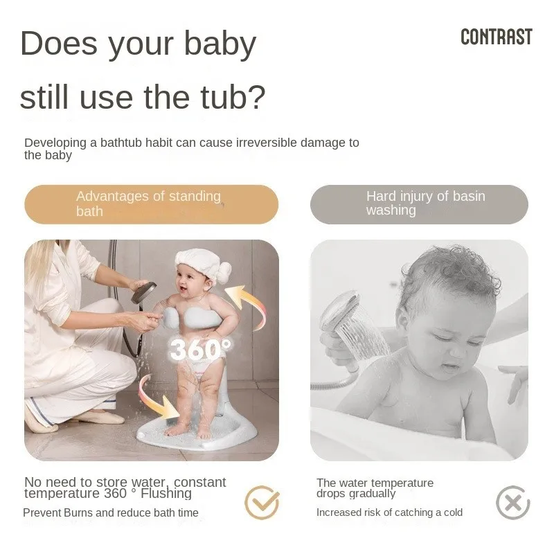 LazyChild Baby Standing Bath Helper Infant Bath Support Foldable No-install Baby Supplies