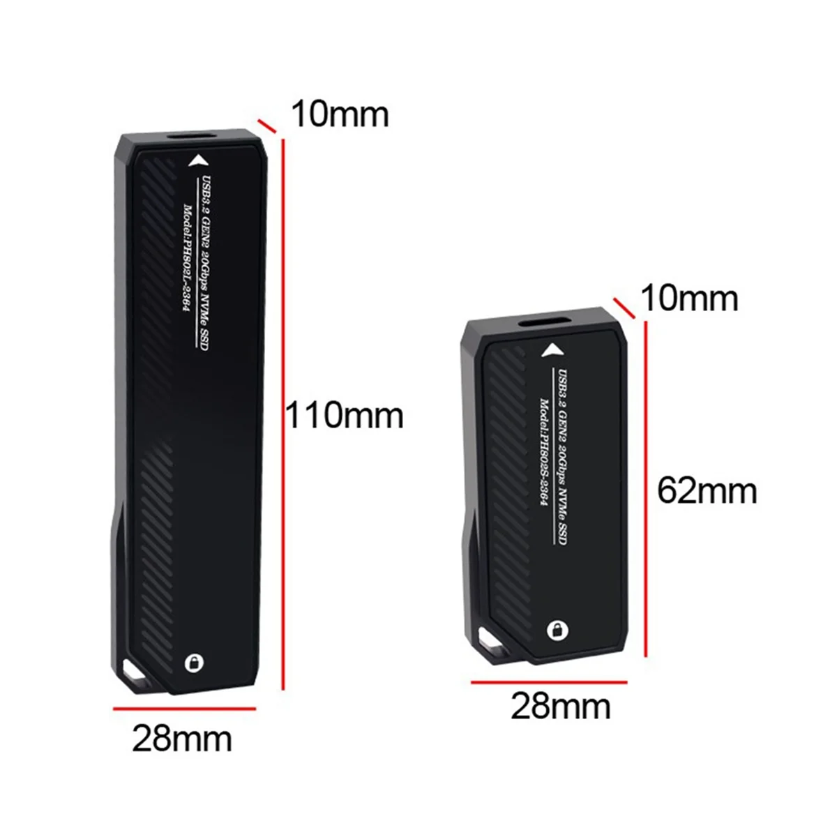 M.2 NVMe SSD Enclosure 20Gbps USB 3.0 Type C PCIe External Case USB3 M2 Storage Box Cover Solid State Hard Drive