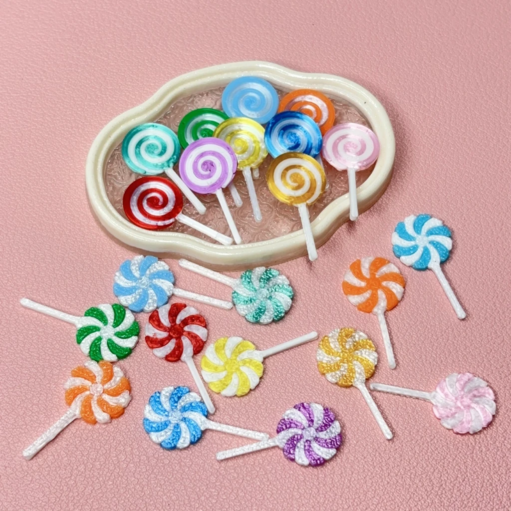 1/12 al azar 6 uds casa de muñecas juego de comida en miniatura tablero de piruleta Artificial azúcar Arco Iris caramelo muñeca accesorios Juguetes