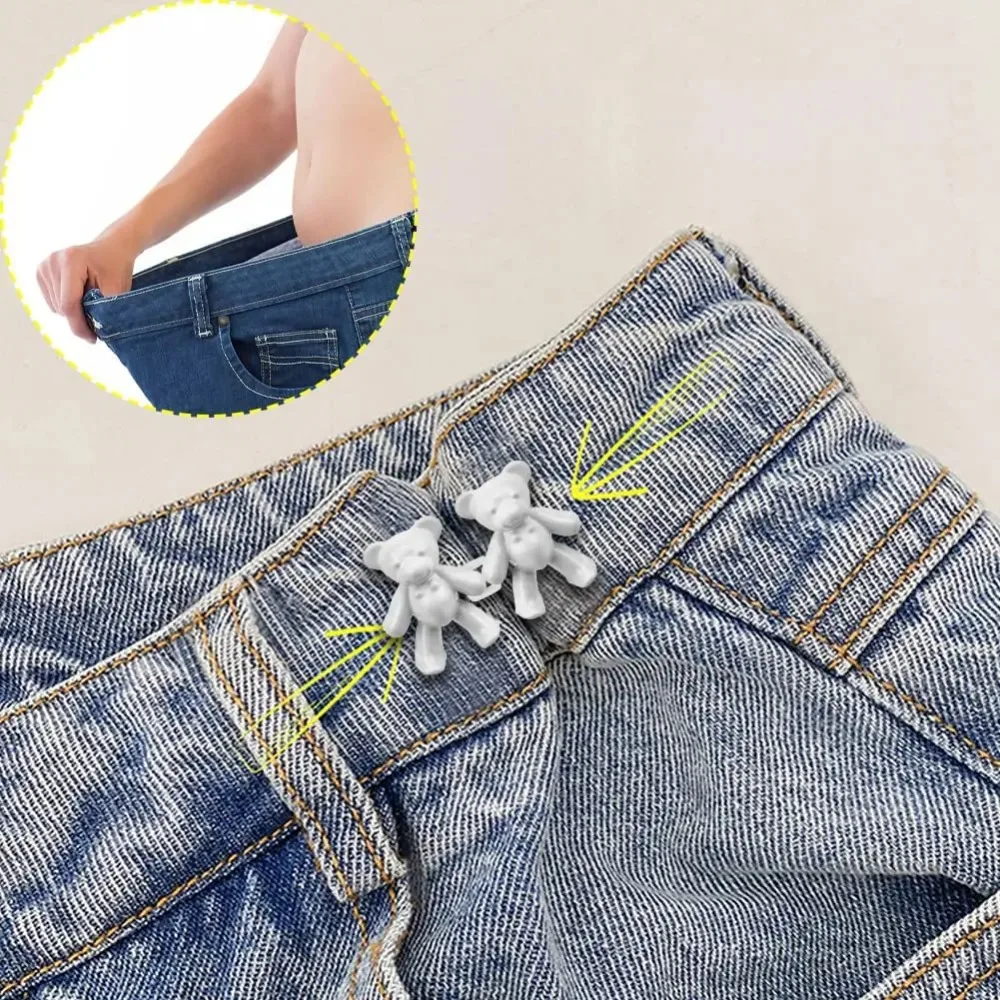 Metal Tighten Waist Button Cute Little Bear Reduce Waist Pants Pin Detachable Retractable Button Jeans