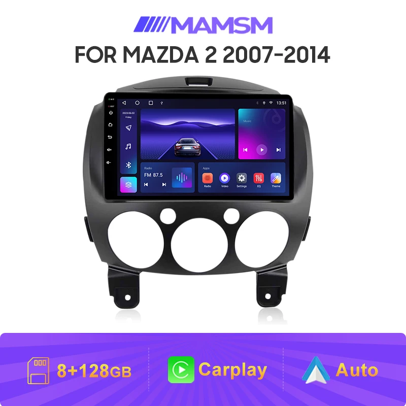 Carplay Android 13 For Mazda 2 2007-2014 Car Radio WIFI+4G Multimedia Video Player DSP Stereo Screen GPS Navigation Head Unit